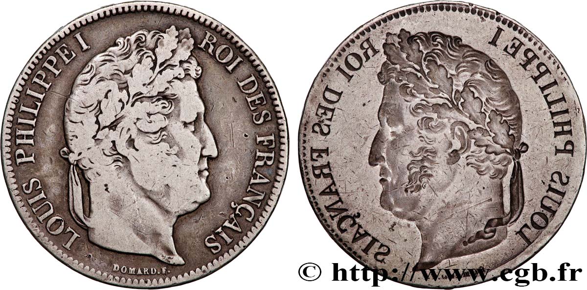 5 francs, IIe type Domard, frappe incuse n.d. - F.324/- var. VF 
