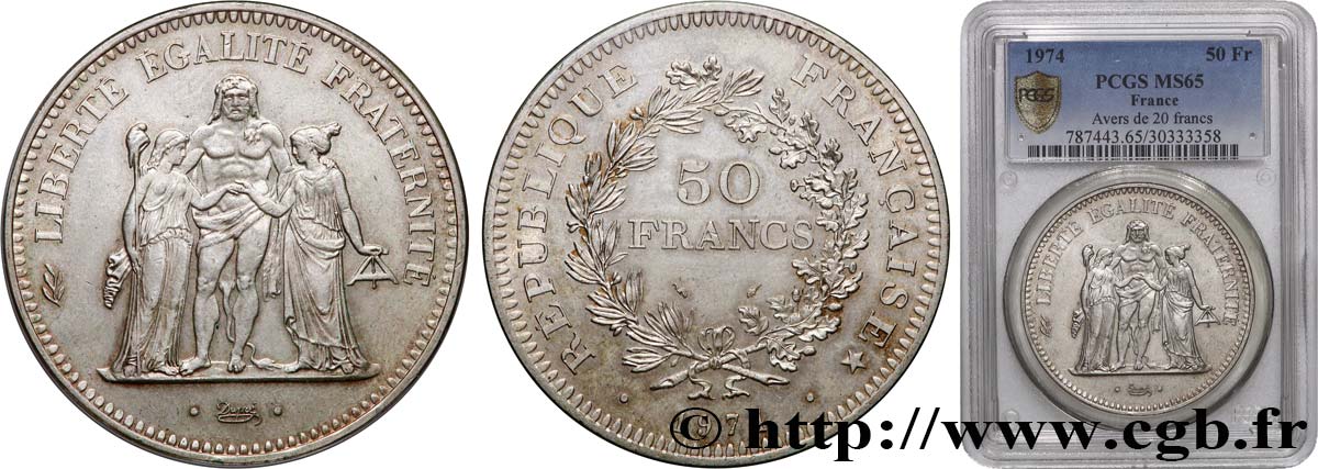 50 francs Hercule, avers de la 20 francs 1974  F.426/1 ST65 PCGS