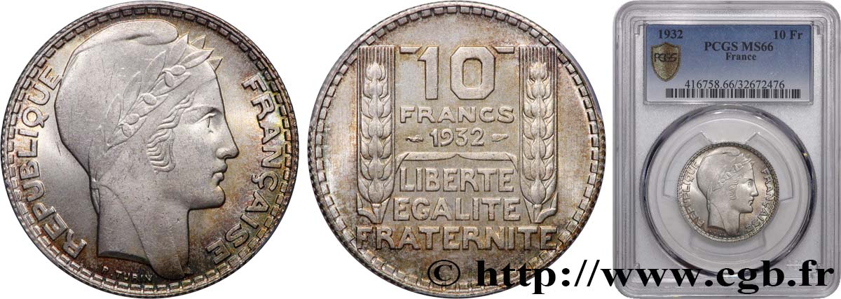 10 francs Turin 1932  F.360/5 FDC66 PCGS