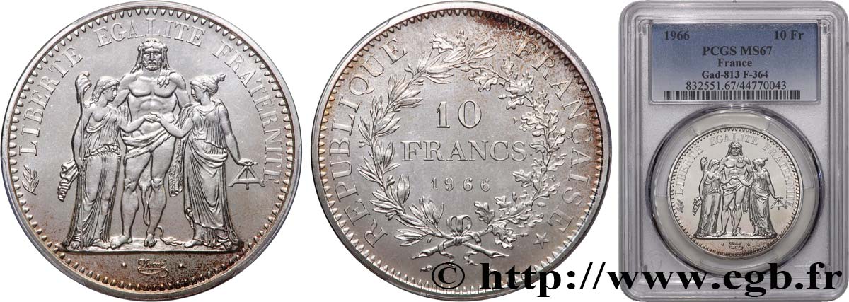 10 francs Hercule 1966  F.364/4 ST66 PCGS