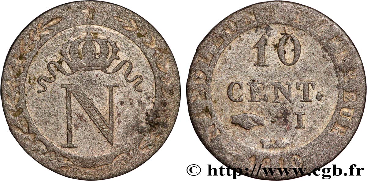 10 cent. à l N couronnée 1810 Limoges F.130/22 TB+ 