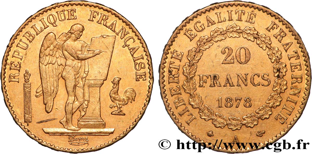20 francs or Génie, Troisième République 1878 Paris F.533/6 q.SPL 