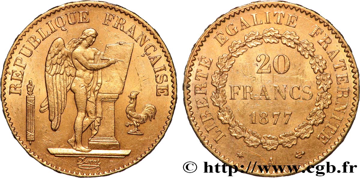 20 francs or Génie, Troisième République 1877 Paris F.533/5 VZ55 