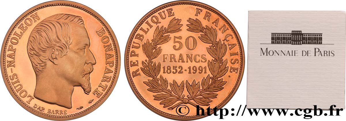 Belle Épreuve Or 50 francs “Napoléon” 1991  F5.  FDC 