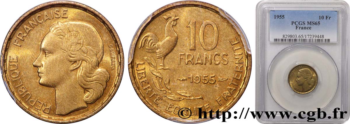 10 francs Guiraud 1955  F.363/12 FDC65 PCGS