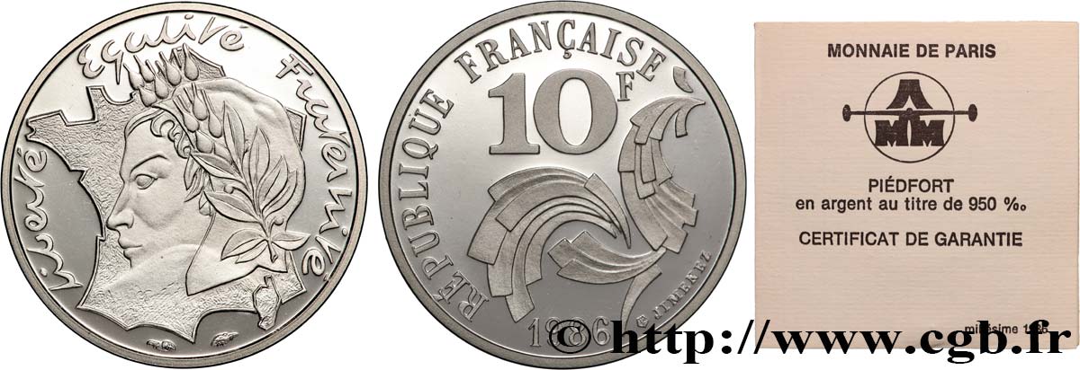Piéfort Argent de 10 francs Jimenez, Belle Épreuve 1986  GEM.194 P1 FDC 