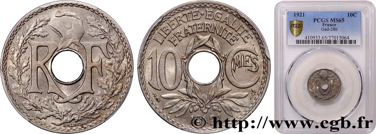 10 centimes Lindauer 1921  F.138/5 FDC65 PCGS