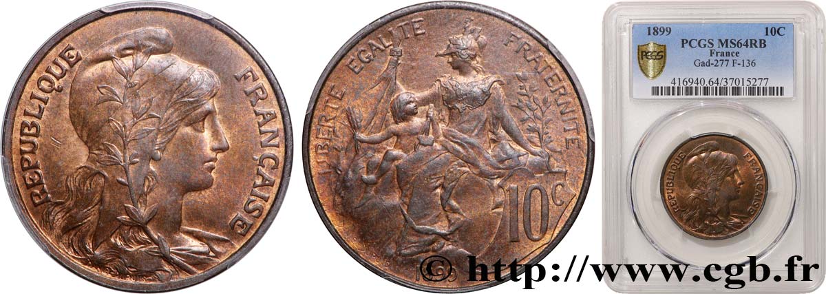 10 centimes Daniel-Dupuis 1899  F.136/7 MS64 PCGS