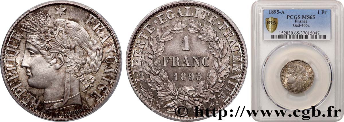 1 franc Cérès, Troisième République 1895 Paris F.216/13 FDC65 PCGS