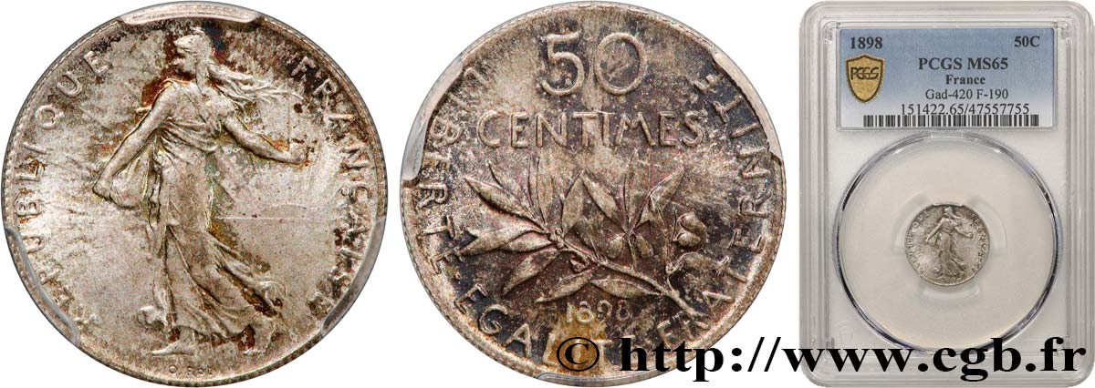 50 centimes Semeuse 1898 Paris F.190/3 FDC65 PCGS