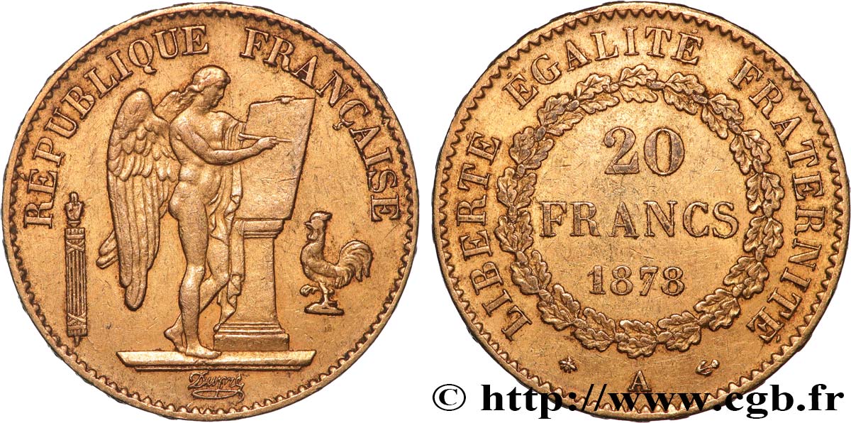 20 francs or Génie, Troisième République 1878 Paris F.533/6 BB 