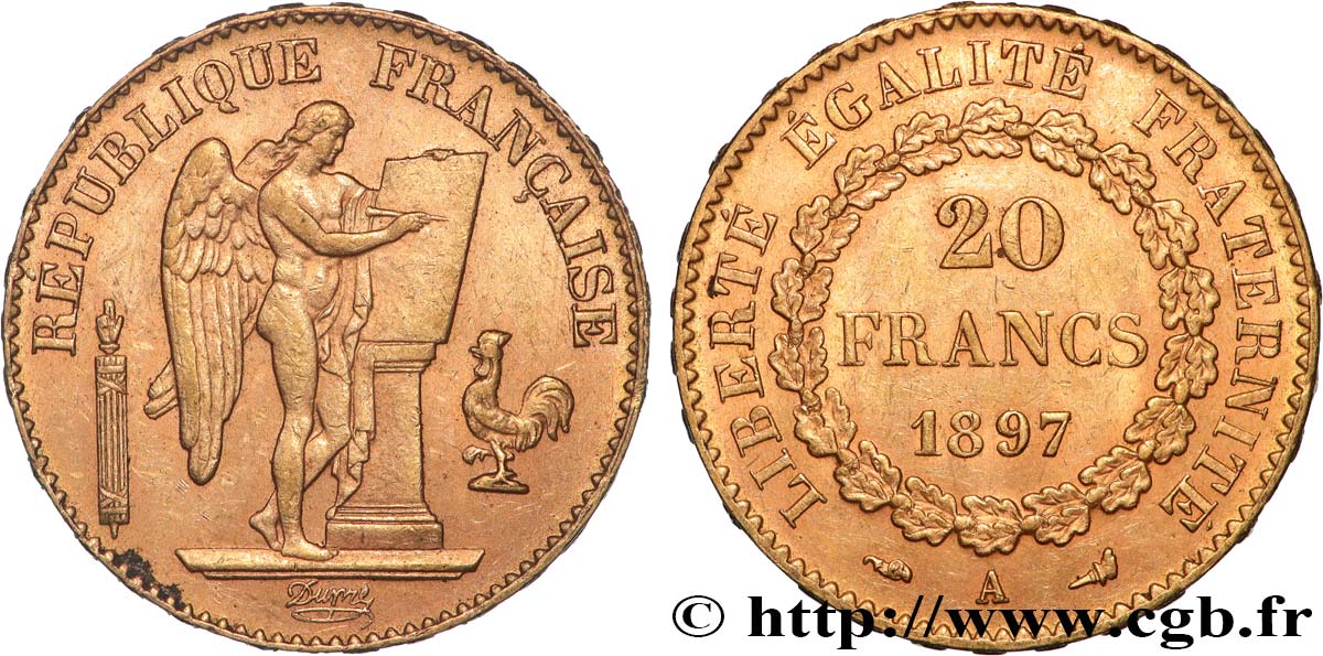 20 francs or Génie, Troisième République 1897 Paris F.533/22 EBC55 