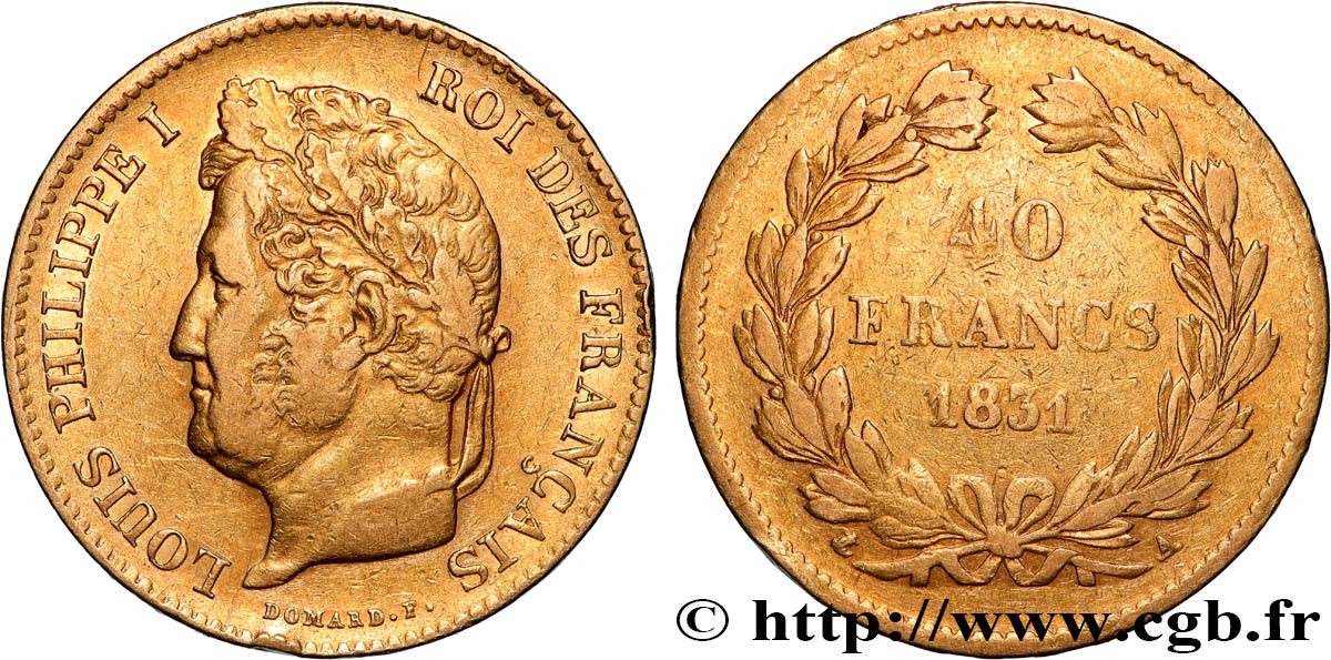 40 francs or Louis-Philippe 1831 Paris F.546/2 TB+ 