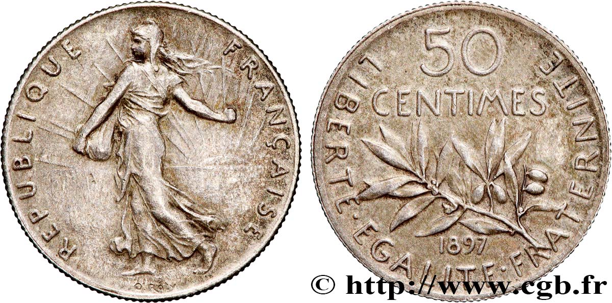 50 centimes Semeuse 1897 Paris F.190/1 AU 