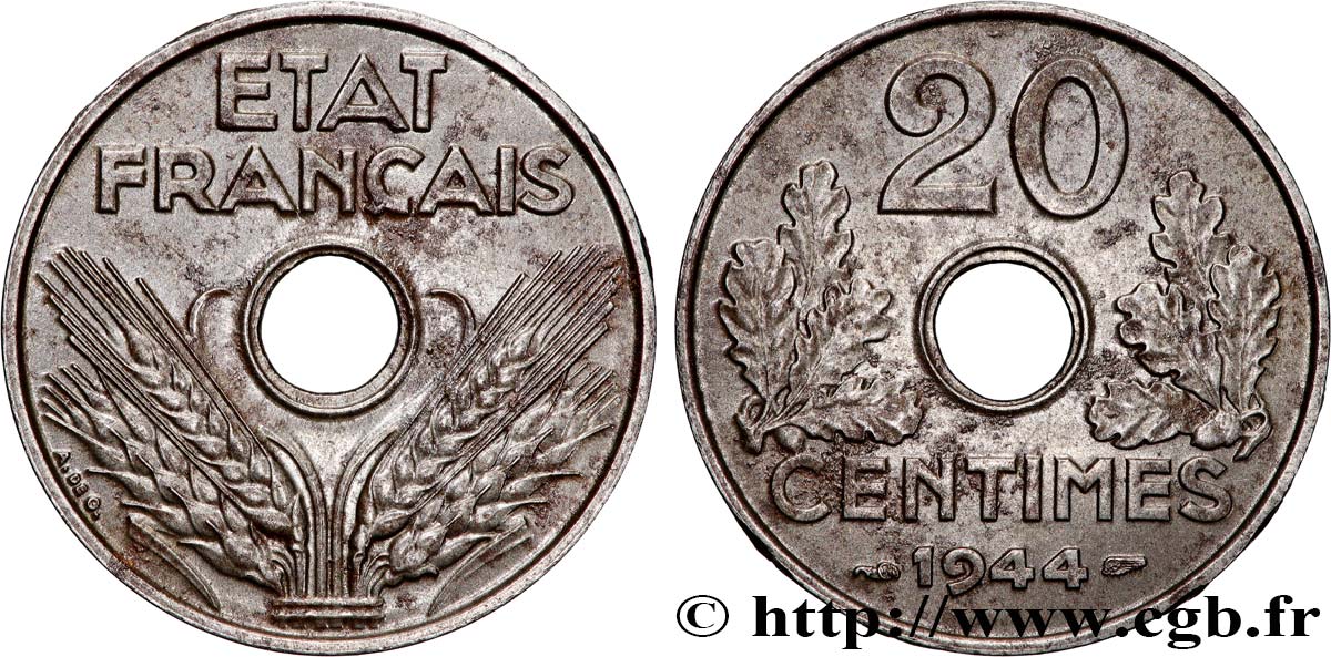 20 centimes fer 1944  F.154/3 SPL 