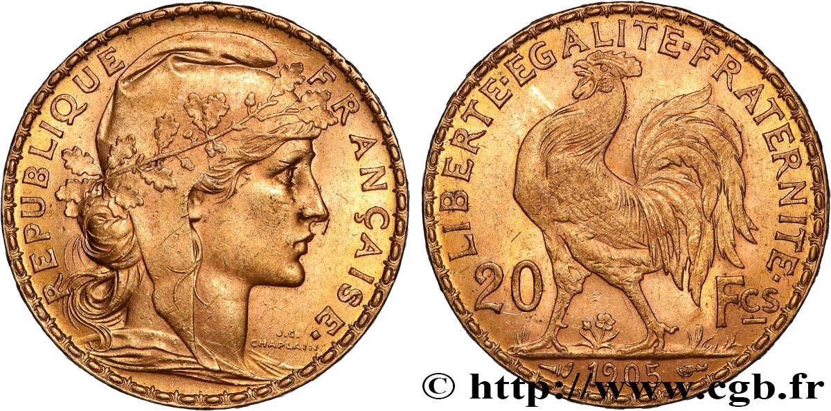 20 francs or Coq, Dieu protège la France 1905 Paris F.534/10 SUP 