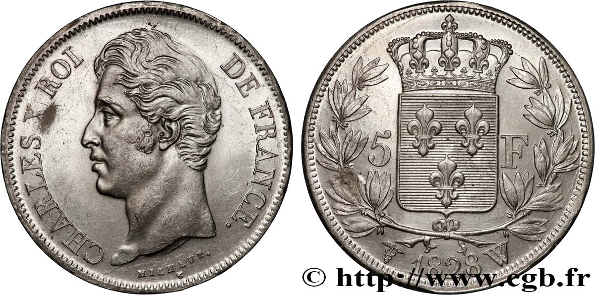 5 francs Charles X, 2e type 1828 Lille F.311/26 EBC+ 
