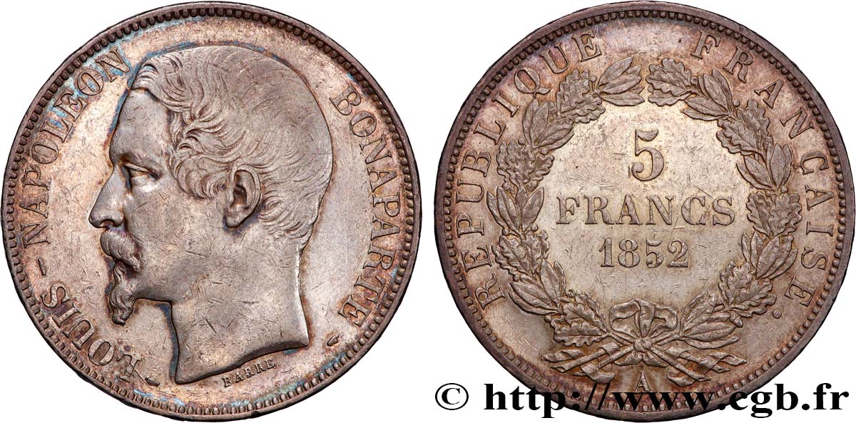 5 francs Louis-Napoléon, 1er type 1852 Paris F.329/1 MBC+ 