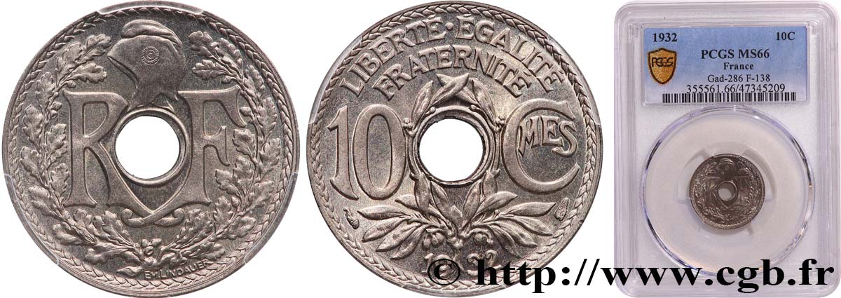 10 centimes Lindauer 1932  F.138/19 FDC66 PCGS
