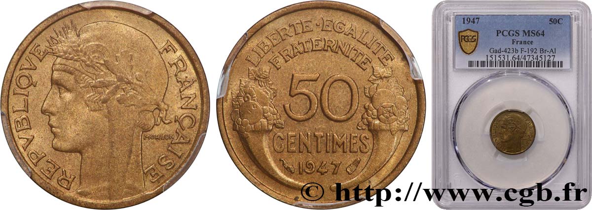 50 centimes Morlon  1947  F.192/19 SPL64 PCGS