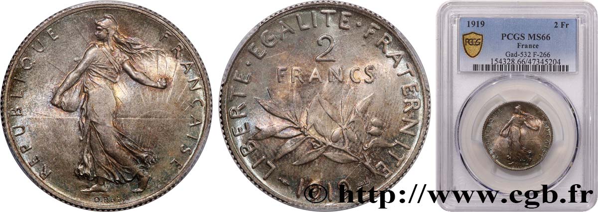 2 francs Semeuse 1919  F.266/21 FDC66 PCGS