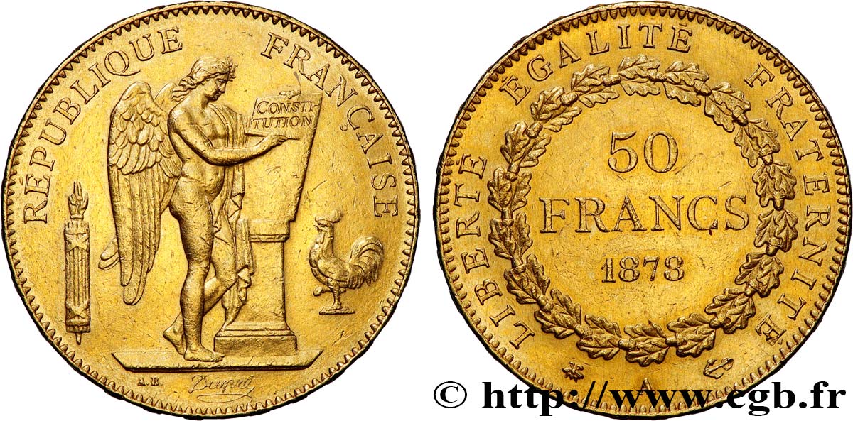 50 francs or Génie 1878 Paris F.549/1 TTB+ 