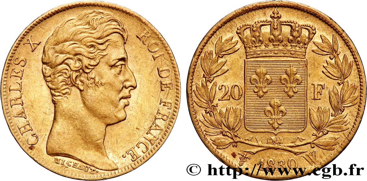 20 francs or Charles X 1830 Lille F.520/14 TTB+ 