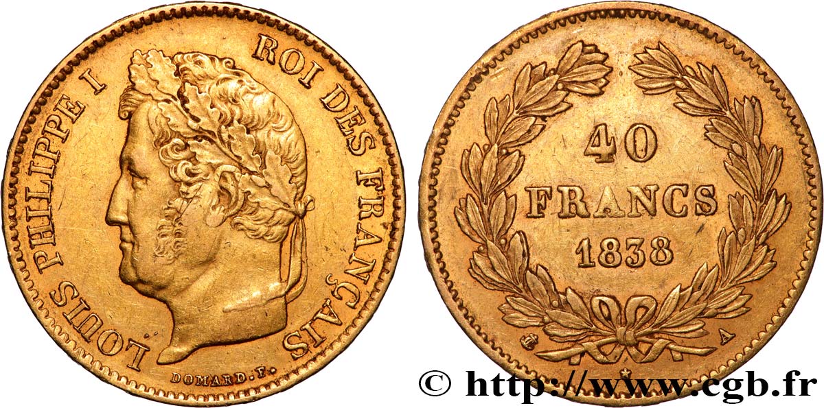 40 francs or Louis-Philippe 1838 Paris F.546/11 TTB 