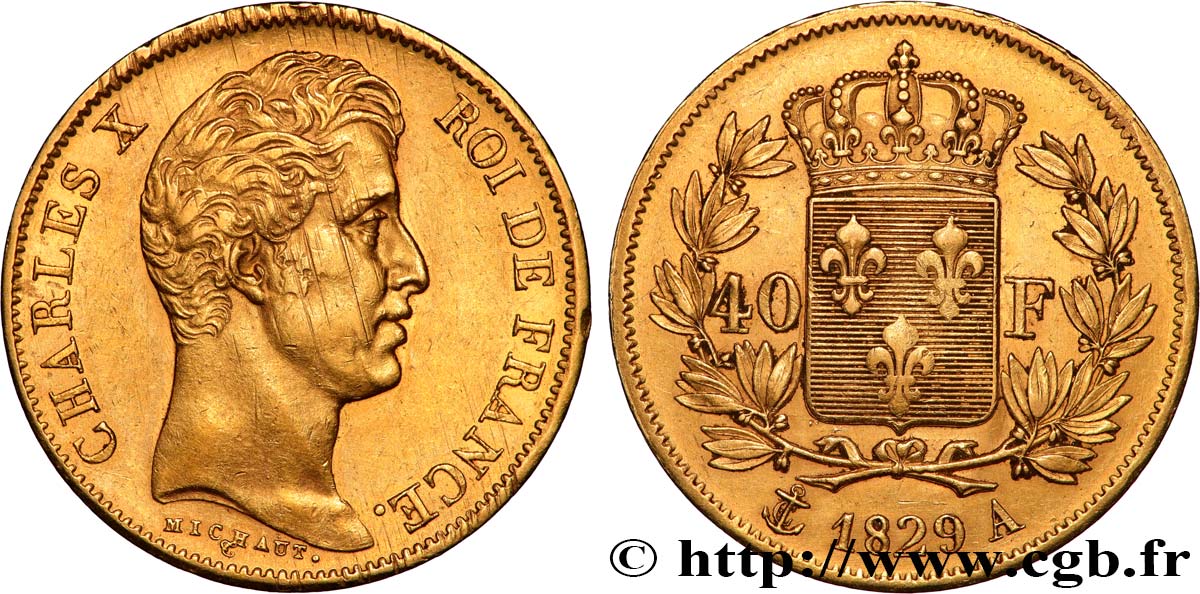 40 francs or Charles X, 2e type 1829 Paris F.544/4 AU 