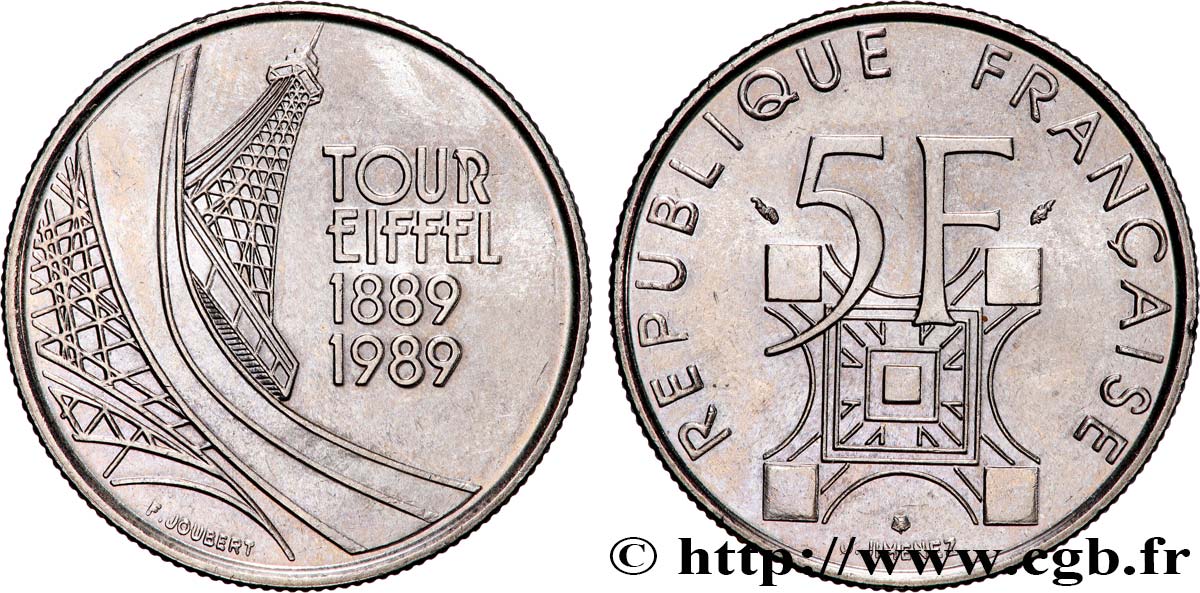 5 francs Tour Eiffel 1989  F.342/2 EBC 