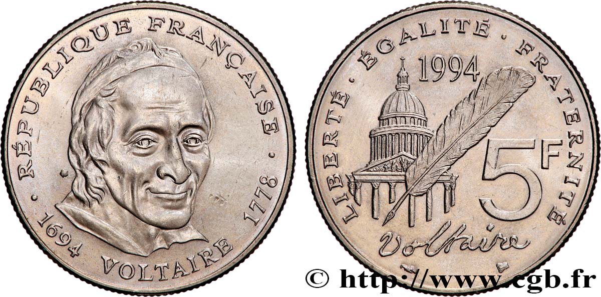 5 francs Voltaire 1994  F.344/2 SPL 