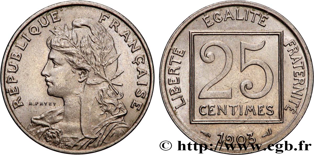 25 centimes Patey, 1er type 1903  F.168/3 AU 