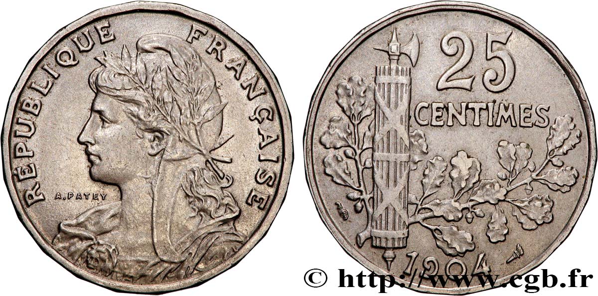 25 centimes Patey, 2e type 1904  F.169/2 VZ60 