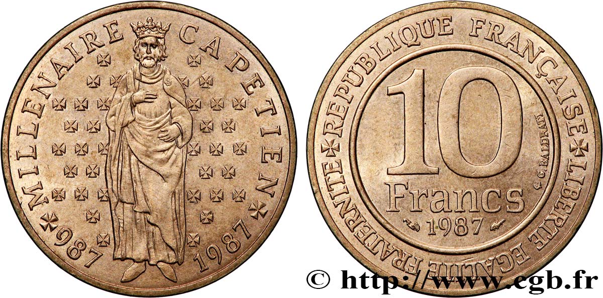 10 francs Millénaire Capétien 1987  F.371/2 MS 