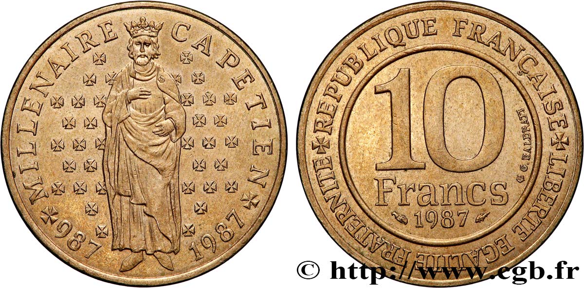 10 francs Millénaire Capétien 1987  F.371/2 MS 