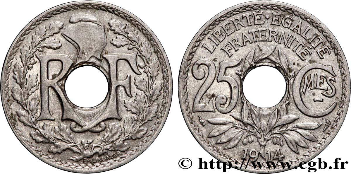 25 centimes Lindauer, Cmes souligné 1914  F.170/2 XF 