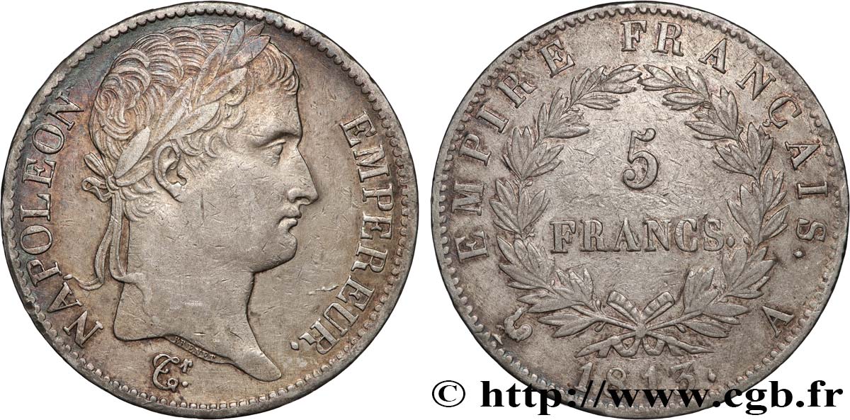 5 francs Napoléon Empereur, Empire français 1813 Paris F.307/58 BB 
