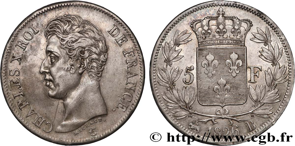 5 francs Charles X, 1er type 1826 Rouen F.310/16 SS 