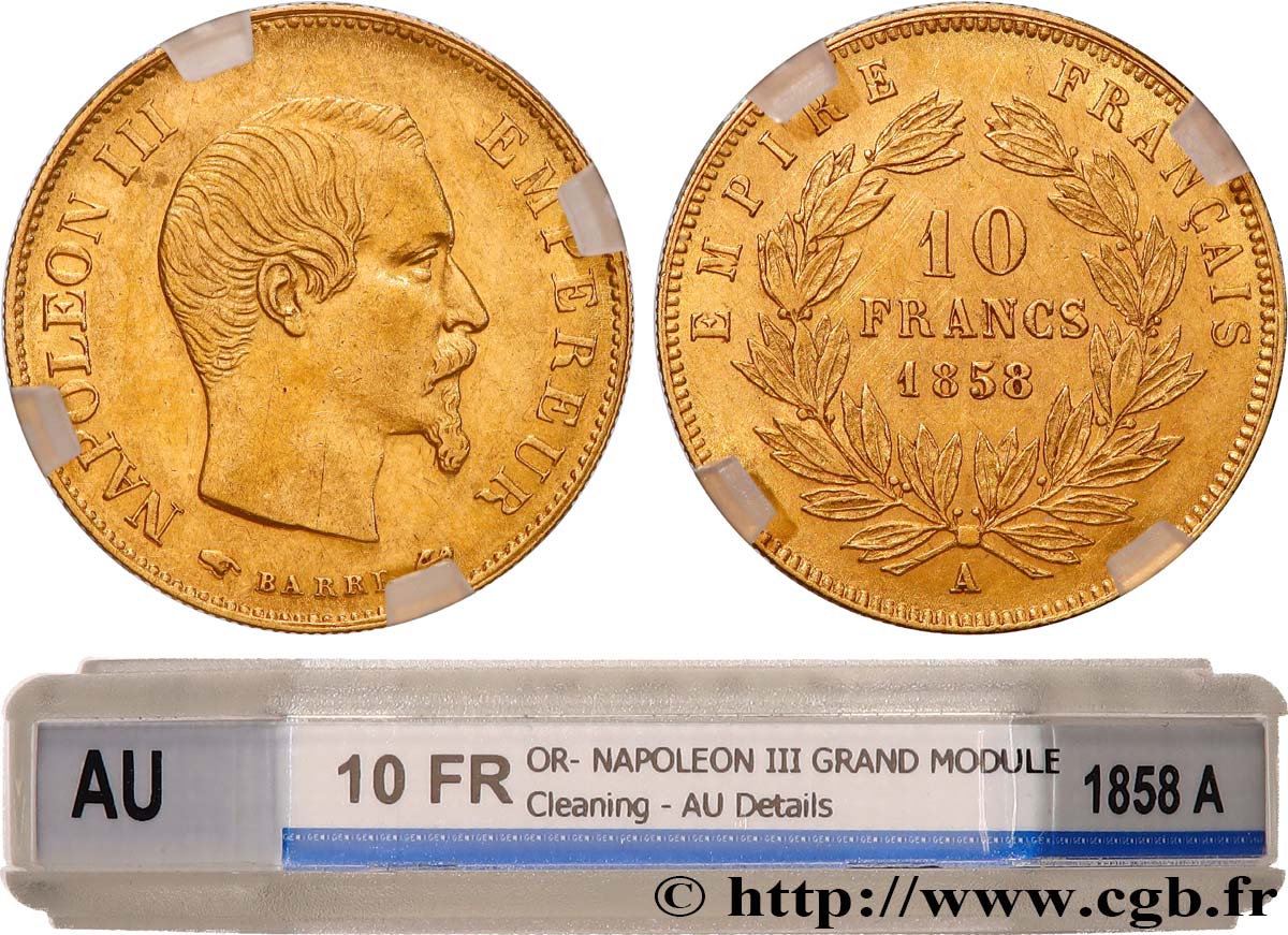 10 francs or Napoléon III, tête nue 1858 Paris F.506/5 TTB+ GENI