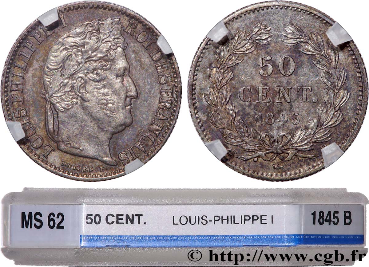 50 centimes Louis-Philippe 1845 Rouen F.183/1 SUP62 GENI