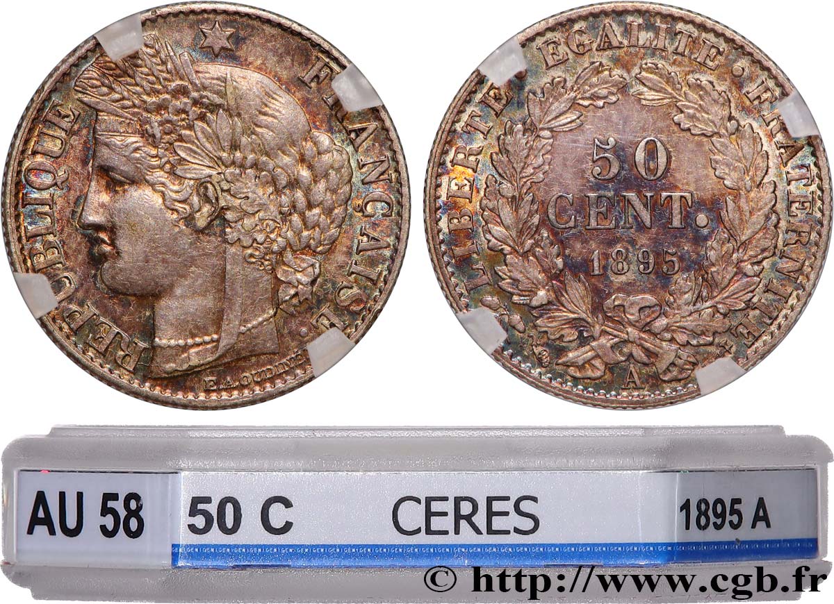 50 centimes Cérès, IIIe République 1895 Paris F.189/16 SUP58 GENI