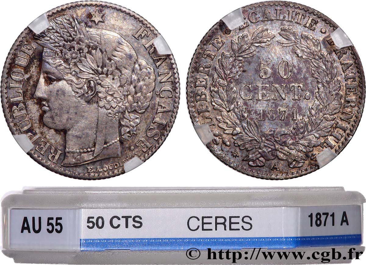 50 centimes Cérès, IIIe République 1871 Paris F.189/1 VZ55 GENI