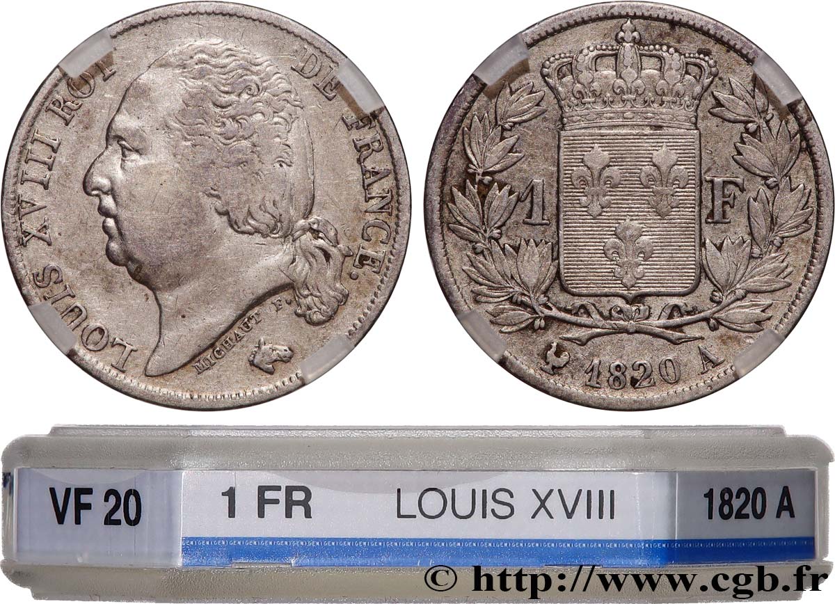 1 franc Louis XVIII 1820 Paris F.206/30 VF20 GENI