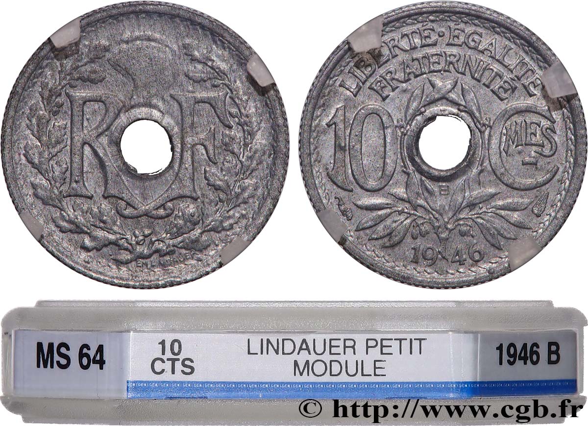 10 centimes Lindauer, petit module 1946 Beaumont-Le-Roger F.143/5 MS64 GENI