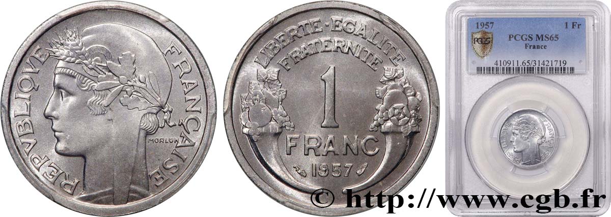 1 franc Morlon, légère 1957  F.221/19 MS65 PCGS