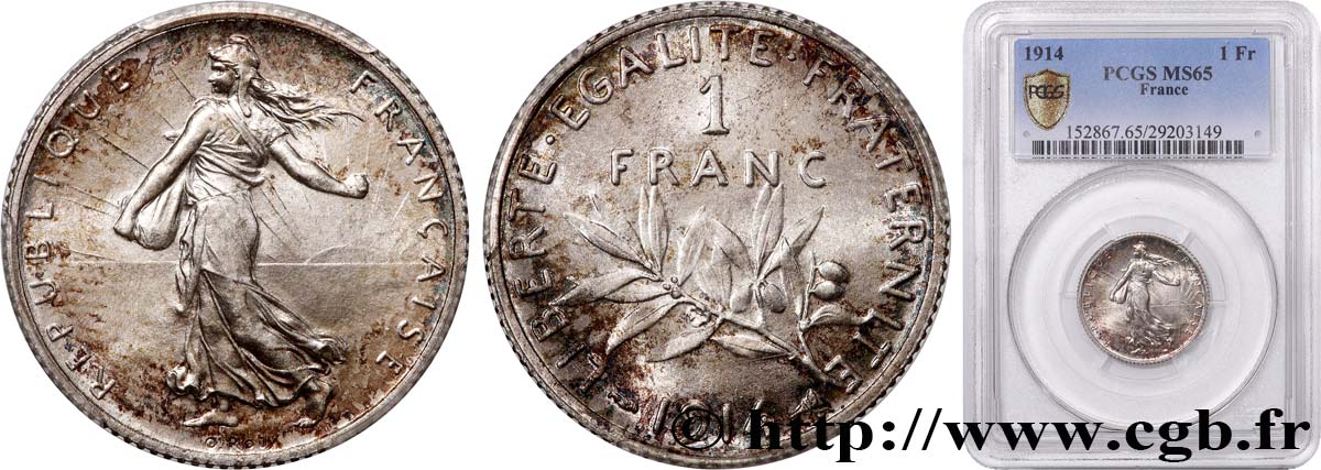 1 franc Semeuse 1914 Paris F.217/19 ST65 PCGS