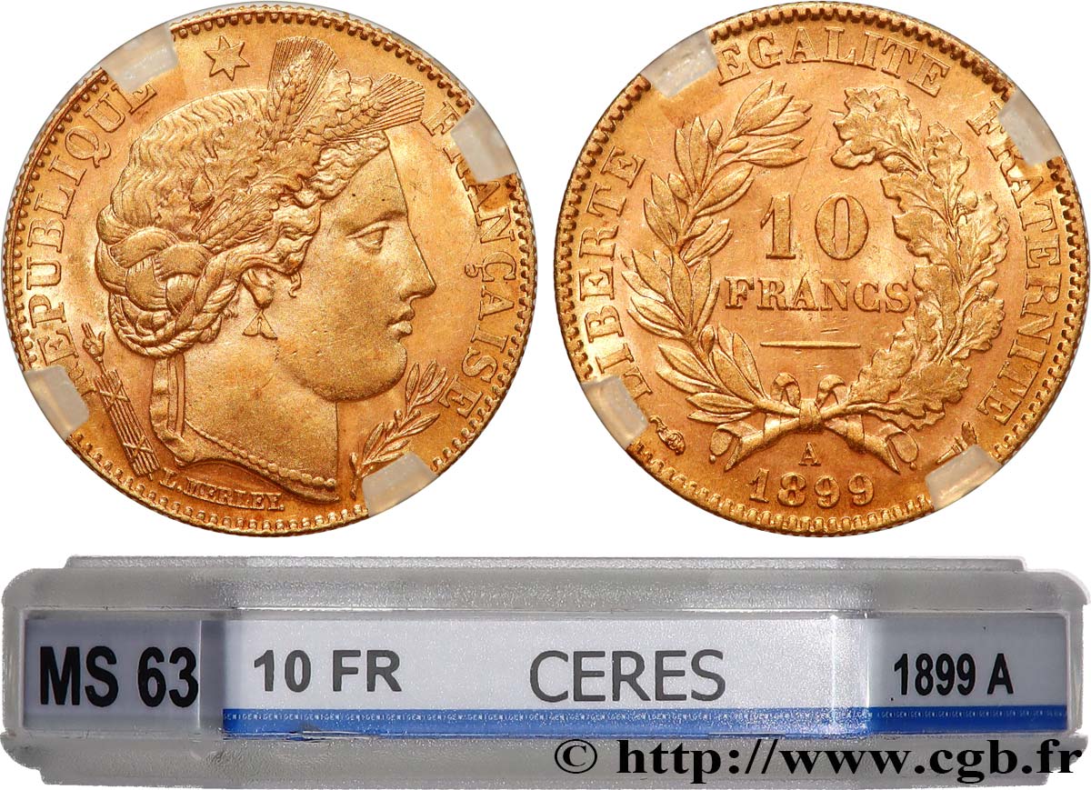 10 francs or Cérès, Troisième République 1899 Paris F.508/5 fST63 GENI