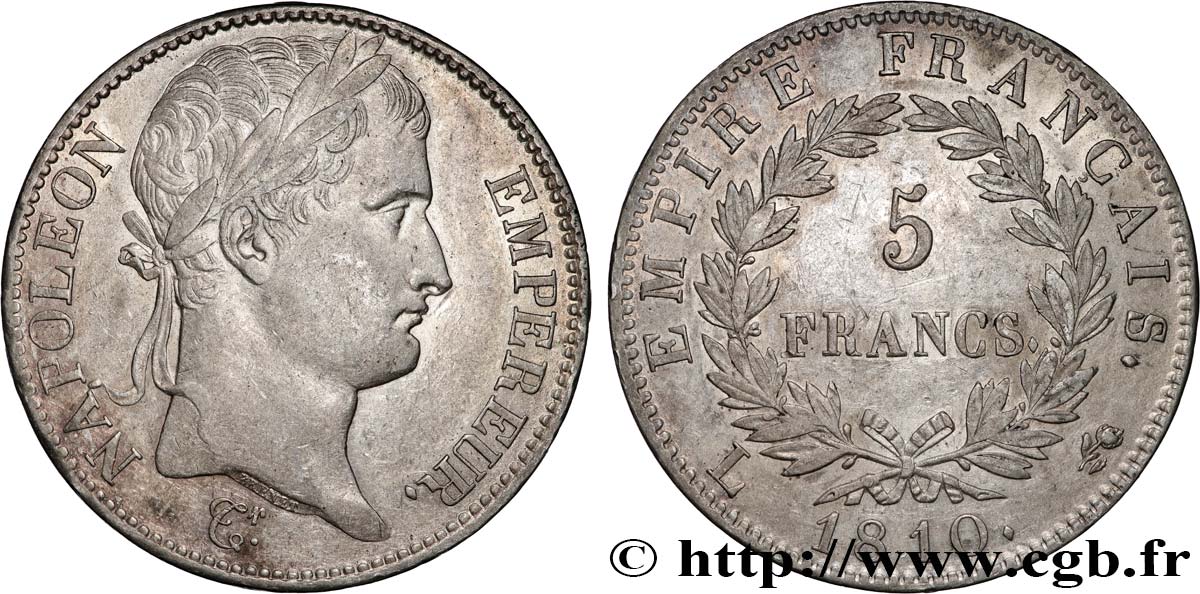 5 francs Napoléon empereur, Empire français 1810 Bayonne F.307/20 fVZ 