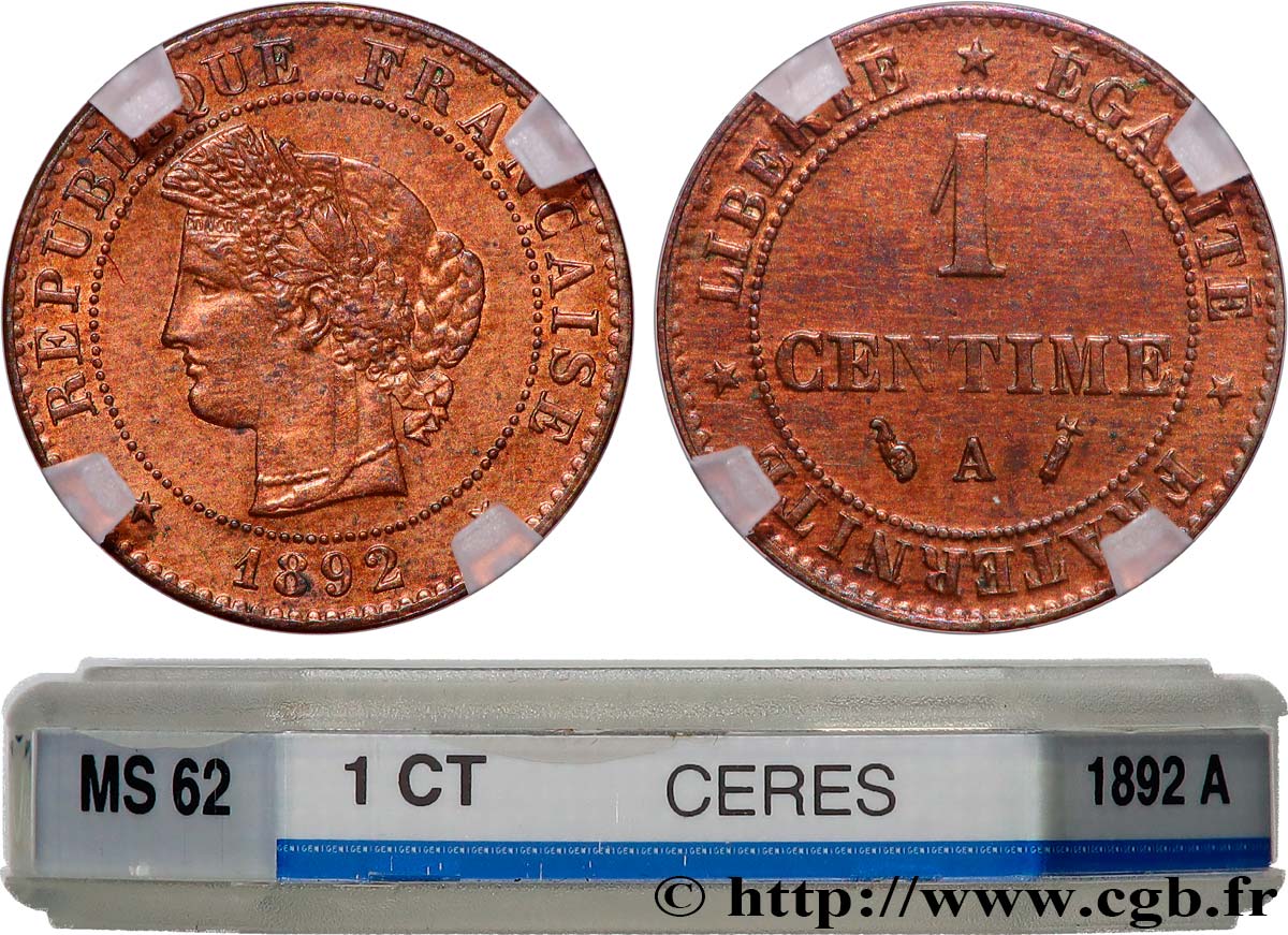 1 centime Cérès 1892 Paris F.104/19 MS62 GENI