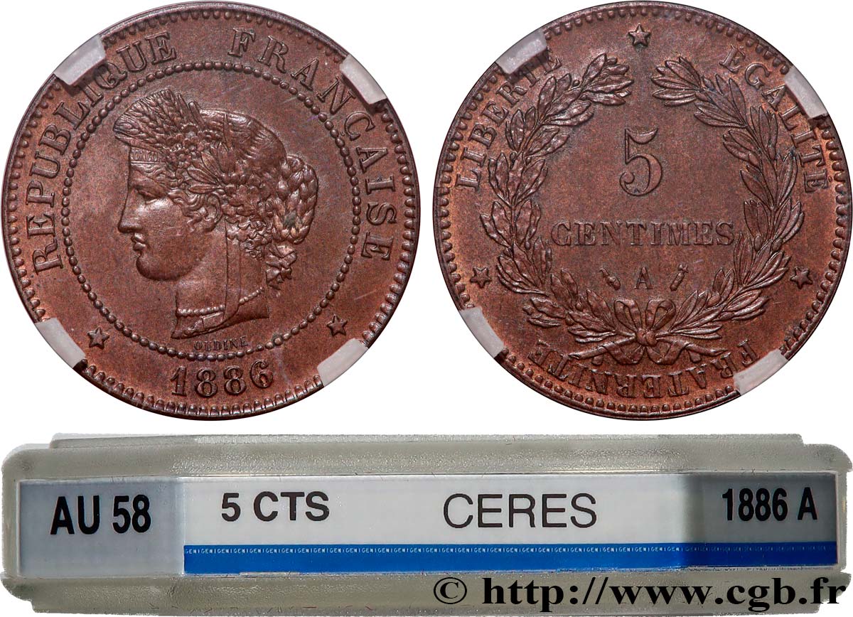 5 centimes Cérès 1886 Paris F.118/28 VZ58 GENI